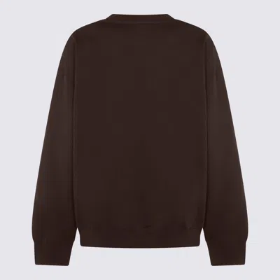 Ganni Black Cotton Sweatshirt In Brown