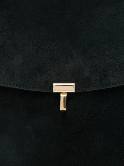 Totême Toteme T-lock Suede Leather Tote Bag In Black
