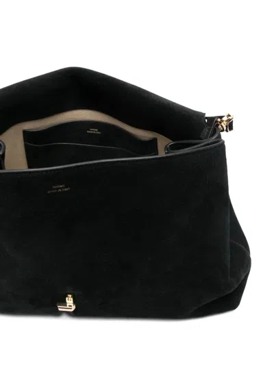 Totême Toteme T-lock Suede Leather Tote Bag In Black