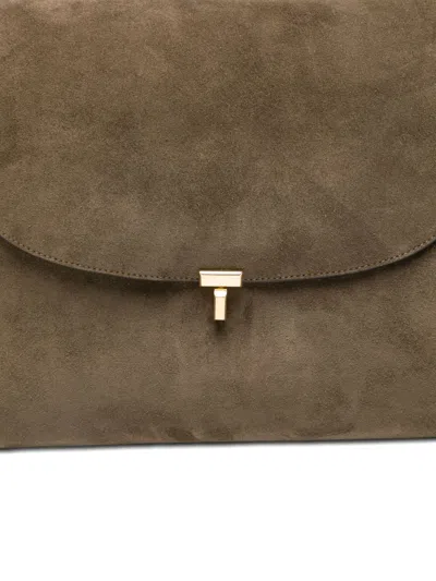 Totême Toteme T-lock Suede Leather Tote Bag In Brown