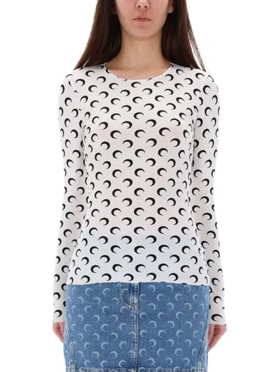 Marine Serre Moon Round Neckline Top In White