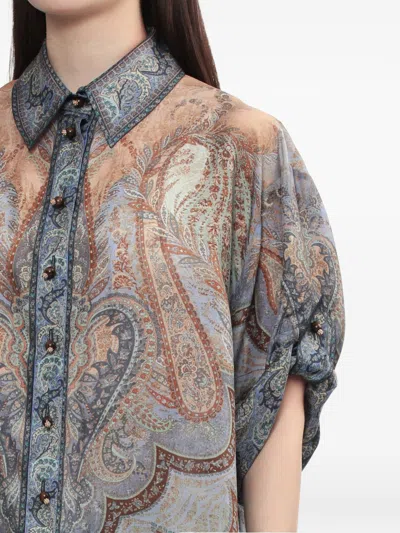 Zimmermann Shirt Wanderlust Short Sleeve In Multi