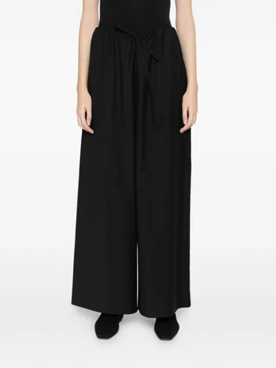 Totême Relaxed Fit Wool Trousers Drawstring In Black
