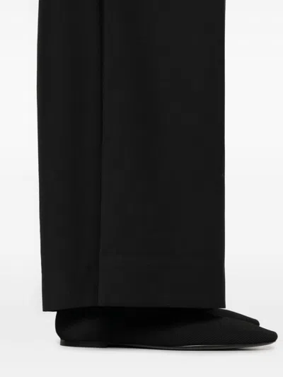 Totême Relaxed Fit Wool Trousers Drawstring In Black