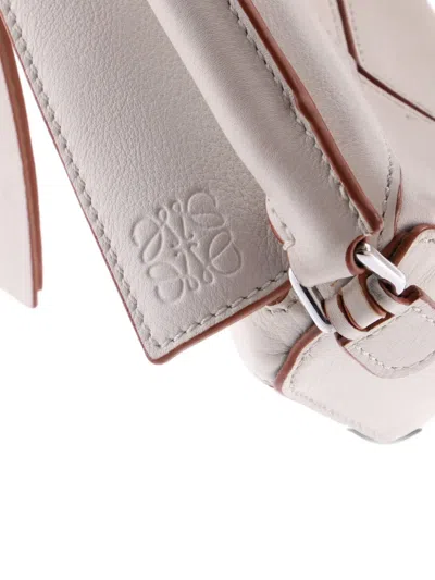Pre-owned Loewe Puzzle Bag Leather Mini Crossbody Bag In White