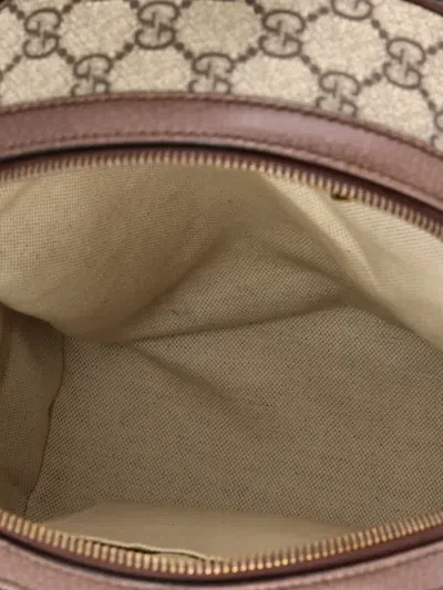 Pre-owned Gucci Ophidia Gg Coated Canvas And Leather Small Backpack In Brown