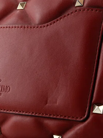 Pre-owned Valentino Garavani Candystud Top Handle Bag Leather Medium Shoulder Bag In Red