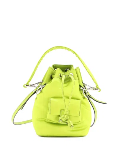 Pre-owned Fendi Mon Tresor Nylon Mini Bucket Bag In Green