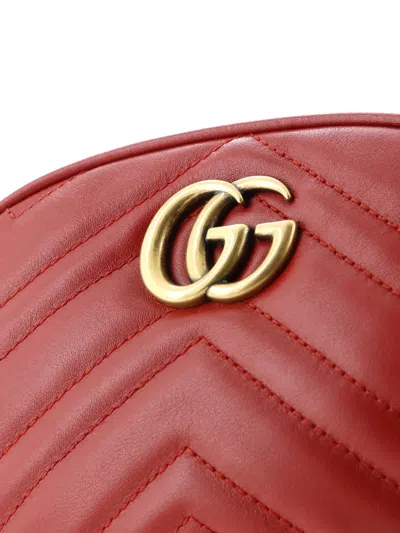 Pre-owned Gucci Gg Marmont Matelasse Leather Belt Bag In Red