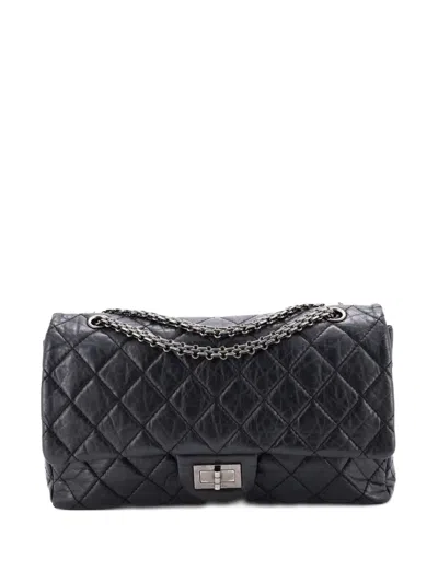 Pre-owned Chanel Reissue 2.55 Flap Bag Quilted Aged Calfskin 227 Shoulder Bag In Black