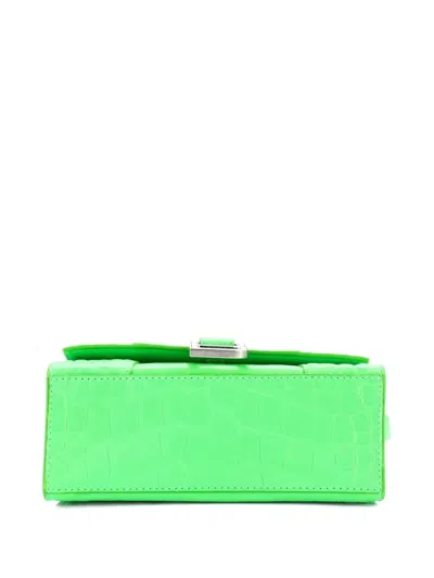 Pre-owned Balenciaga Hourglass Top Handle Bag Crocodile Embossed Leather Xs Satchel In Green