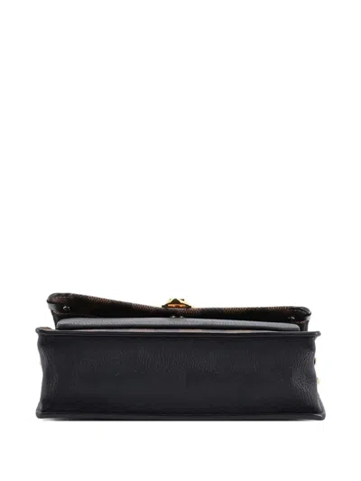 Pre-owned Louis Vuitton Vavin Chain Wallet Nm Damier With Leather Crossbody Bag In Black