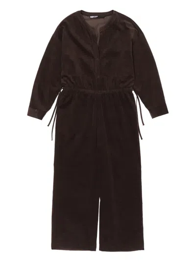 Bimba Y Lola Drawstring Corduroy Jumpsuit In Brown