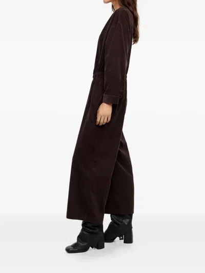 Bimba Y Lola Drawstring Corduroy Jumpsuit In Brown
