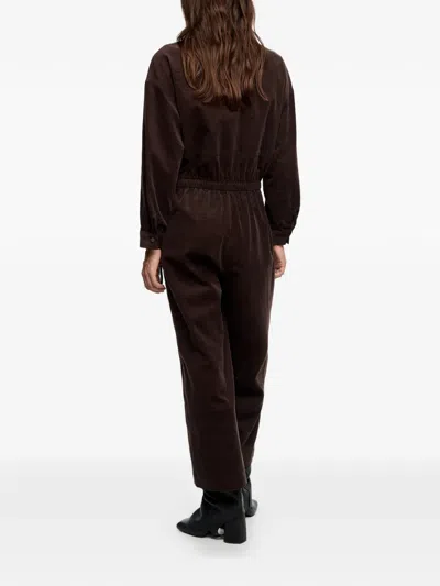 Bimba Y Lola Drawstring Corduroy Jumpsuit In Brown