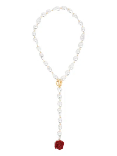 Bimba Y Lola Rose Glass Necklace In White