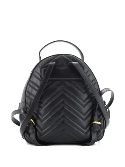 Pre-owned Gucci Gg Marmont Matelasse Leather Small Backpack In Black