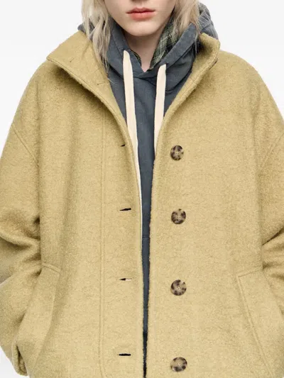 Bimba Y Lola Bouclé Buttoned Coat In Neutral