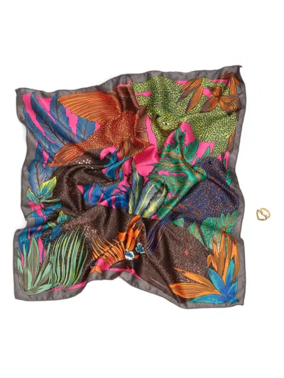 Bimba Y Lola Heart Tropical Print Keyring In Multi