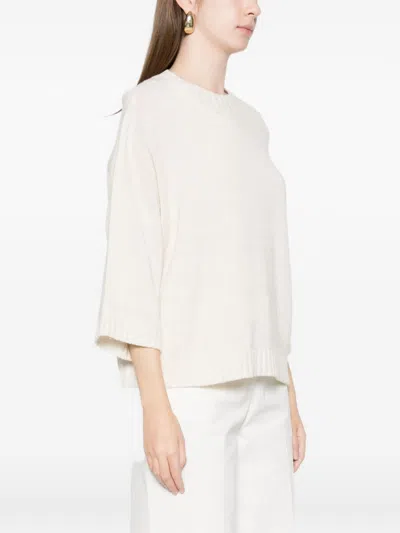 Fabiana Filippi Cozy Knit Sweater Featuring Dropped Shoulders In White