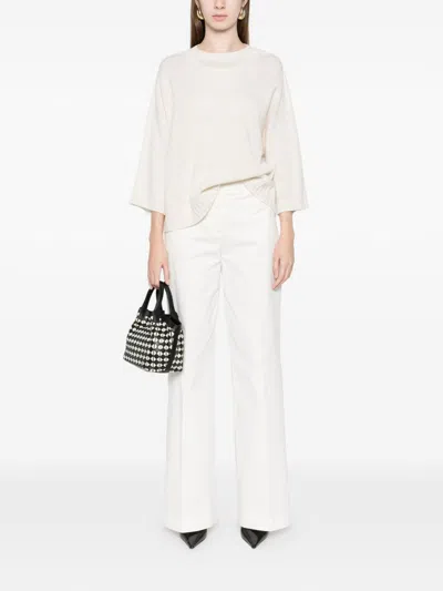 Fabiana Filippi Cozy Knit Sweater Featuring Dropped Shoulders In White