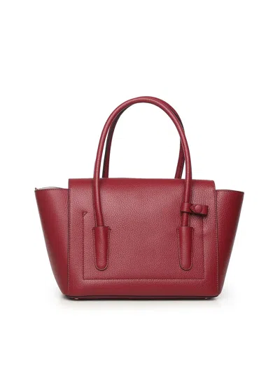 Coccinelle Double Beat Medium Leather Bag In Burgundy
