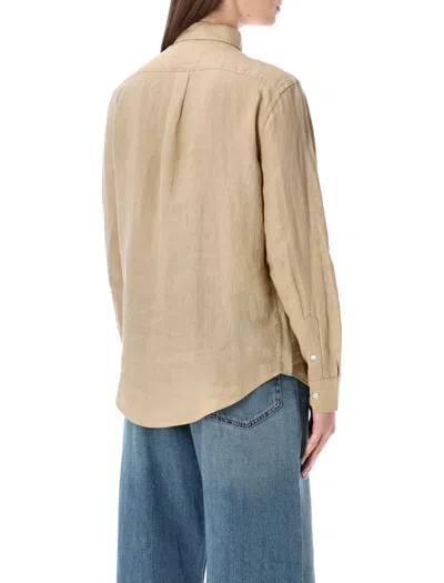 Polo Ralph Lauren Classic Linen Shirt In Brown