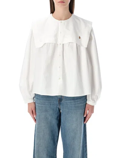 Polo Ralph Lauren Cotton Oxford Shirt With Bib Detail In White