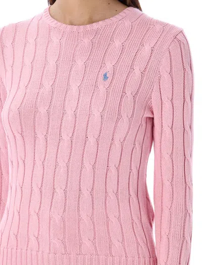 Polo Ralph Lauren Cable-knit Cotton Crewneck Sweater In Pink