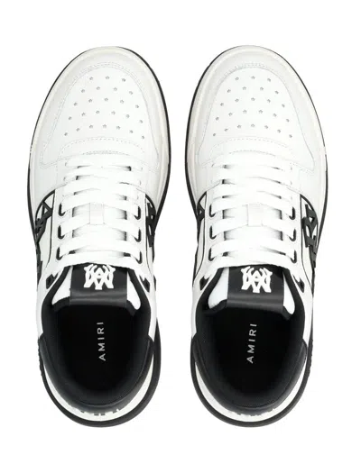 Amiri White Low Top Sneakers With Logo Patch On The Side And Contrasting Heel With Logo Lettering In Leath In Multi