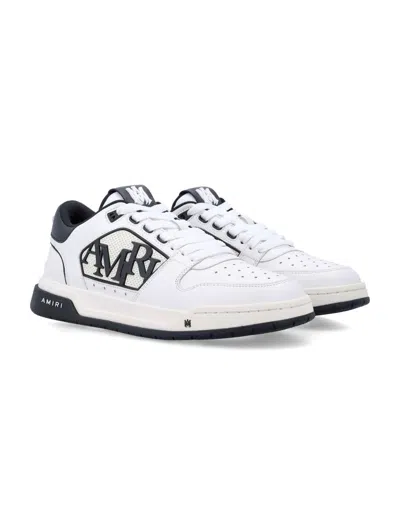Amiri White Low Top Sneakers With Logo Patch On The Side And Contrasting Heel With Logo Lettering In Leath In Multi