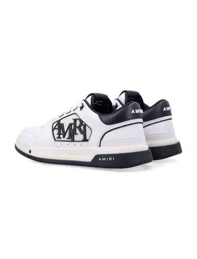 Amiri White Low Top Sneakers With Logo Patch On The Side And Contrasting Heel With Logo Lettering In Leath In Multi