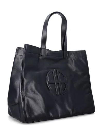 Anine Bing Large Rio Monogram Tote In Black