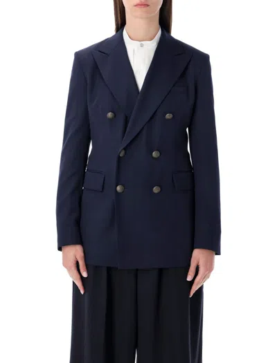 Ralph Lauren Double Breasted Structured Blazer In Blue