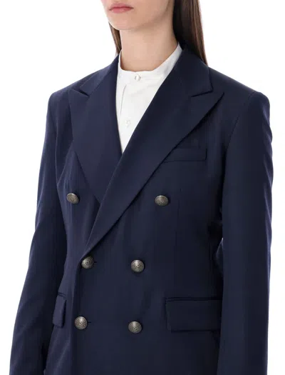 Ralph Lauren Double Breasted Structured Blazer In Blue