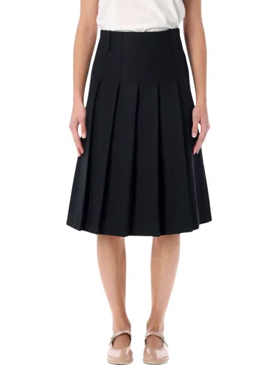 Apc High Waist Pleated Midi Skirt In Black