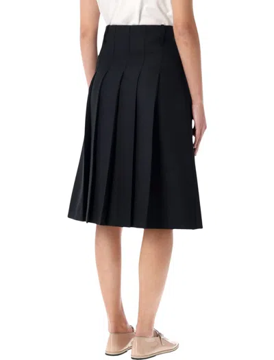 Apc High Waist Pleated Midi Skirt In Black