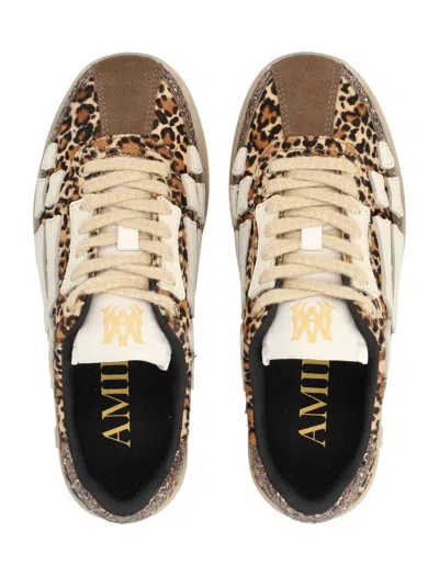 Amiri Leopard Pacific Bones Low-top Womans Sneakers In Brown