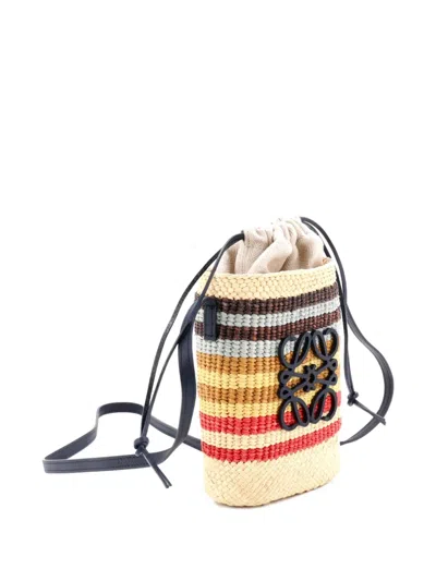 Pre-owned Loewe X Paula Ibiza Beehive Basket Bag Woven Raffia Small Bucket Bag