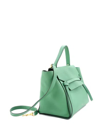Pre-owned Celine Belt Bag Textured Leather Mini Shoulder Bag In Green