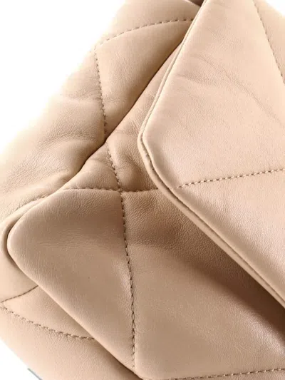 Pre-owned Chanel 19 Flap Bag Quilted Leather Medium Crossbody Bag In Neutral