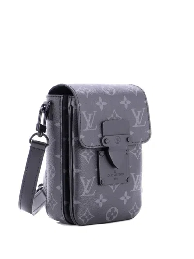 Pre-owned Louis Vuitton S Lock Vertical Wearable Wallet Monogram Eclipse Canvas Crossbody Bag In Black