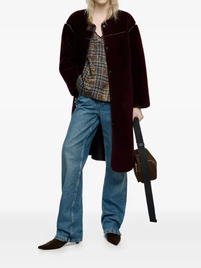 Bimba Y Lola Buttoned Trim Coat In Red