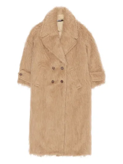 Bimba Y Lola Button Double-breasted Coat In Brown