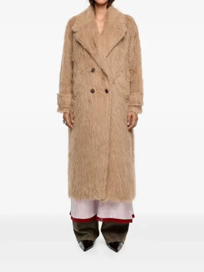 Bimba Y Lola Button Double-breasted Coat In Brown