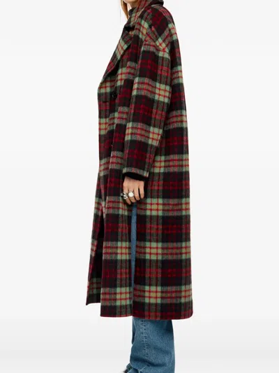 Bimba Y Lola Button-up Plaid Coat In Red