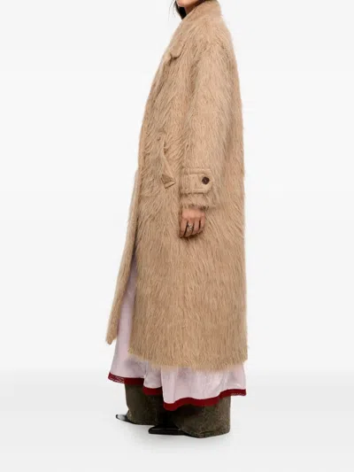 Bimba Y Lola Button Double-breasted Coat In Brown