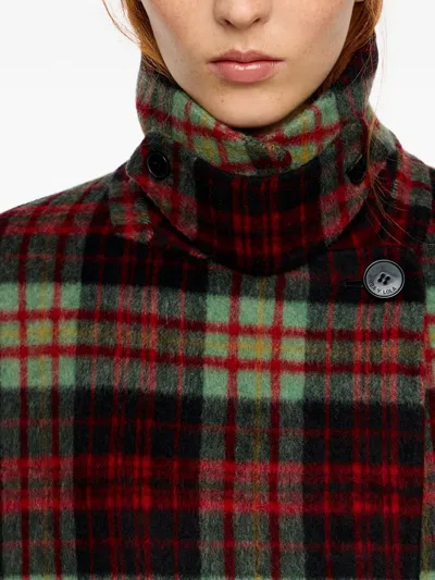 Bimba Y Lola Button-up Plaid Coat In Red