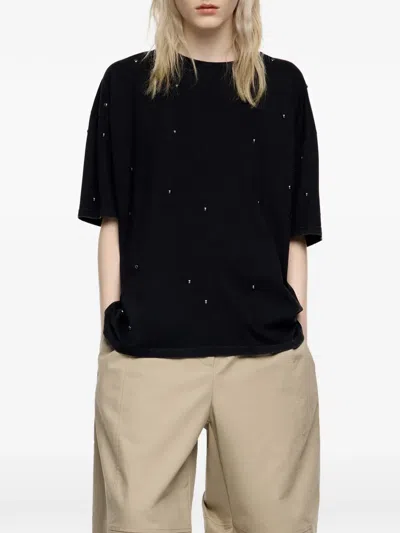 Bimba Y Lola Studded T-shirt In Black