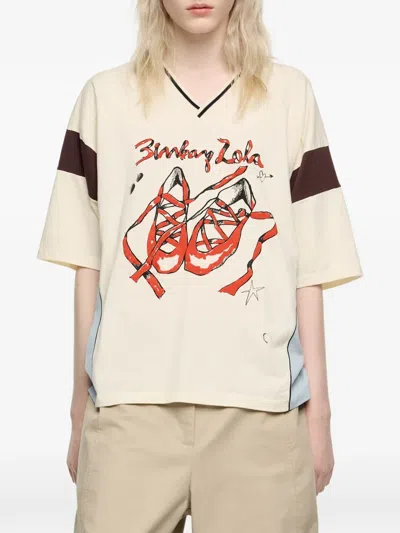 Bimba Y Lola Graphic V-neck T-shirt In Multi